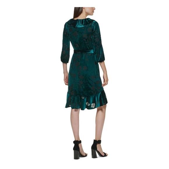 Velvet Burnout Floral Ruffled Dress - Picture 2 of 9